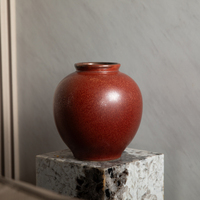 Ensemble de vases en céramique faits à la main Wabi Sabi Rouge Rouille, Poterie émaillée mouchetée pour la décoration de table de salon et de la maison