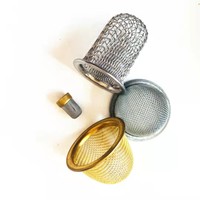 Filtro de malla de alambre envuelto en alambre de latón y acero inoxidable, pequeño, mini, con tapa de malla y filtro de pantalla para borde de taza, para válvula y boquilla
