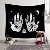 Troisième œil mystérieux Hamsa main tapisseries décoration murale tarot spirituel bleu mauvais œil tapisserie