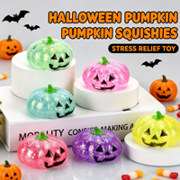 Jouet à presser Halloween Jack-O-Lantern, citrouille remplies de paillettes, balle anti-stress en maltose pour sacs de friandises ou de bonbons