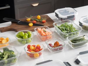 Customized Design Glass Fresh Box with Lid <b>Microwavable</b> Kitchen Organization Glass Lunch Container with Glass Lid - Product Image 2