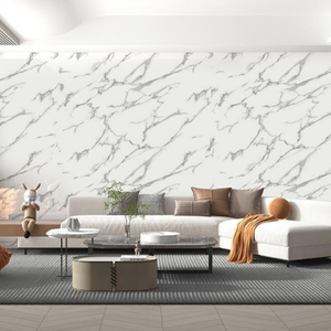 Adesivo Murale e Carta da Parati in Marmo Bianco Naturale con Venature Dorate, Materiale Premium in PET e PVC Impermeabile, Design Moderno - Product Image 1