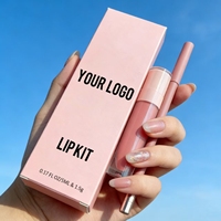 Ensemble de gloss et crayon à lèvres haute pigmentation, marque privée, imperméable, pour une finition mate et lisse