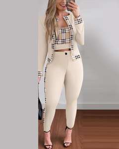 Conjunto de Tres Piezas de Moda Urbana Europea y Americana para Mujer, Primavera y Otoño, Chaleco, Cárdigan y Leggings, Gran Venta - Product Image 6