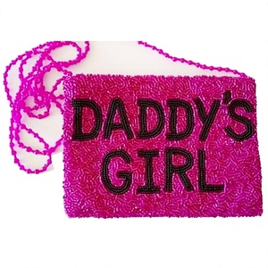 Daddys Girl Beaded Coin <b>Purse</b> <b>Pink</b> Chain Strap Handmade Mini Clutch Girls Creative Letter Pattern - Product Image 1