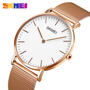 Skmei Q028 montre à quartz en acier inoxydable de style minimaliste classique 3ATM montre-bracelet étanche bracelet en maille de verre pour la mode - Product Image 4