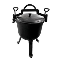 Chaudron en fonte noire pour fumigations et rituels, avec poignée et couvercle, idéal pour le camping