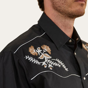 Flanel pakaian koboi grafis bordir katun Barat keamanan koboi merah muda tinggi & tinggi gaya Barat kemeja Barat - Product Image 6