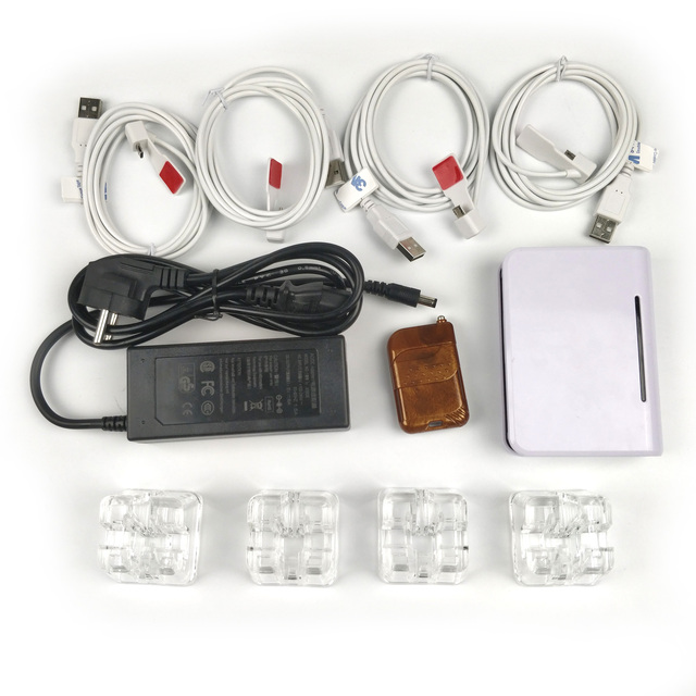 2023 Multi Ports 4 USB Output Mobile Charing Security Display Anti-theft Device Alarm System for Cell Phone Tablet Laptops