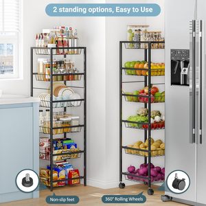 4-Tier Metal Rolling Cart Kitchen Microwave Storage Rack with Removable Grid <b>Shelves</b> for Kitchen, Bathroom, Office Storage - Product Image 2