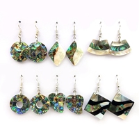 Boucles d'oreilles en forme de cœur d'abalone pour femmes, bijoux, en plaqué argent, carrés, en forme de donuts, mère de perle, cadeaux de station, nouvelle mode,