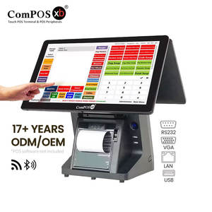 Système de point de vente à double écran 15,6 pouces, écran tactile double, moniteur capacitif tactile bon marché, terminal de caisse enregistreuse de bureau - Product Image 1