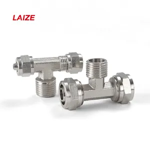 Laize Pneumatic Brass Nickle Plated Male Tee Rapid Push on Fittings for Air and Liquid