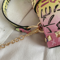Sac bandoulière tendance pour femme avec imprimé graffiti, petit sac à main de luxe à chaîne, style Y2K, sac à main à poignée supérieure