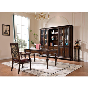 Libreria Scrivania Classica in Noce Nero Arredamento per Studio GYW80 - Product Image 1