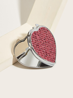 Bling or noir 70mm Double face Compact voyage maquillage miroir PU cuir paillettes poche cosmétique loupe fonction verre