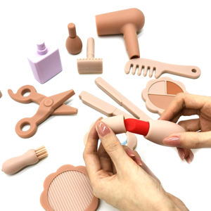 Vente chaude 12PCS Silicone Maquillage Jouet Ensemble Faire semblant Brosse et Cosmétiques Cas Salon Beauté Jouets Toddler - Product Image 2