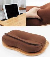 Table de bureau pour ordinateur portable prête à être expédiée avec plateau en bambou avec coussin d'oreiller antidérapant sur le canapé ou le lit