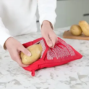 ReusablePotato Bag Express <span class=keywords><strong>Microondas</strong></span> Potato Cooker Bag Cocinar Patatas al horno Patatas perfectas 4 minutos Red Baked Pouch - Product Image 2