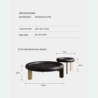 Ensemble de tables basses de design italien, plateau en bois, cuivre, rond, luxe, moderne, meubles pour la maison, hôtel, villa, table basse pour salon