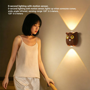 Intelligent Induction Owl Night <b>Light</b> No Wiring Magnetic Suction Rechargeable for Hallway - Product Image 2