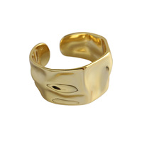 925 Sterling Silber Unregelmäßiger Smart Ring Breiter, klobiger Paar Ring für Männer Einfach verstellbare 18 Karat Goldringe Modeschmuck