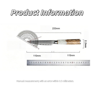 Cuchillo multiusos con diseño damasco, cuchillo de cocina con mango de resina de madera y acero inoxidable para cortar frutas, verduras y sándwiches. - Product Image 4