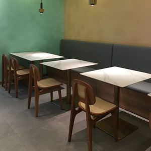 Table et chaise de restaurant, canapé de banquette pour café, cafétéria, restaurant de nouilles, table en marbre pour salon de thé boba - Product Image 1