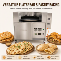 Four à tandoor rotatif commercial électrique au GPL/GNL pour la cuisson de pains plats : Naan, Chapati, Roti arabe et Pita libanais