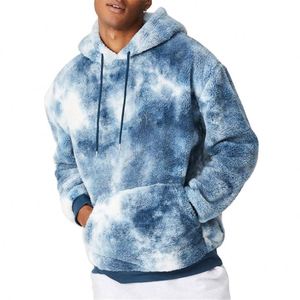 Custom High Quality Spring Long Sleeve Heavy Weight Knitted <b>Tie</b> Dye Men Fur Hoodies Polyester/Cotton Oversized Pullover - Product Image 1