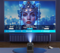Projecteur portable JY530 4K 300 ANSI Android 13, résolution native 720P Full HD, BT5.2, pour extérieur, maison, jeux vidéo, films, mini-projecteurs