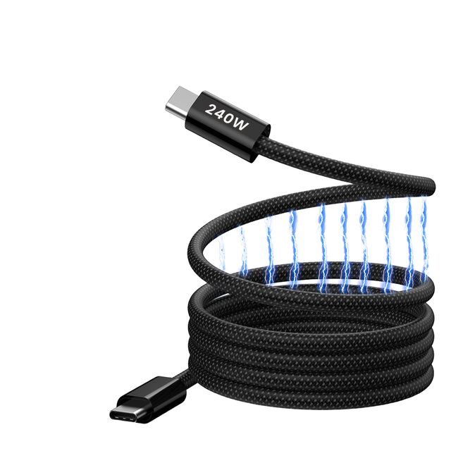 1M 240W PD3.1 USB-C to Type-C Cable 48V 5A Super Fast Charging Braid Shielded PVC Jacket for Mobile Phones Laptops Car Printer