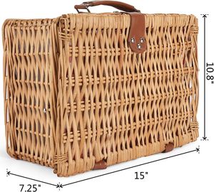 Canasta de Picnic Grande de Mimbre para 4 Personas, Set de Picnic, Cesta de Almacenamiento - Product Image 6