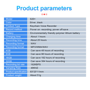 HD Portable Audio Digital Recorder <b>Pen</b> Hidden Keychain Voice Activated Continuous <b>Recording</b> for Meeting WAV Format Metal USB - Product Image 6
