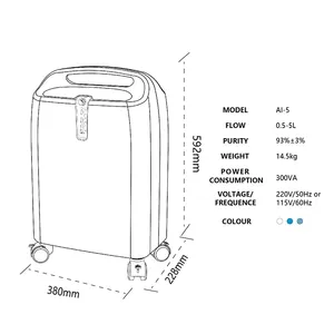 Micitech 5 L Hot Bán mô hình thiết kế oxy Bộ tập trung 5L hyperbaric sàng phân tử cho oxy Bộ tập trung với atomization