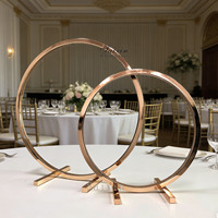 Élégant support à double anneau en métal or rose 2 pièces - Centre de table de mariage moderne Saixin