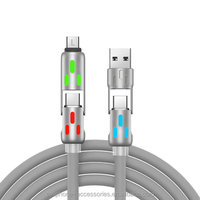 Multi-function 4 in 1 USB Charging Cable 60W Max Fast Charging Cable Zinc Alloy C-C C-L A-L Braided USB Cable OEM Logo