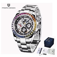 PAGANI DESIGN PD1653 Nouvelle montre mécanique automatique pour homme, design tendance, cercle arc-en-ciel, acier inoxydable, verre saphir, Reloj Hombre