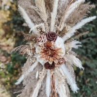Décor de toile de fond de mariage MC Kit de bricolage de décoration murale Boho Palm Eucalyptus Fluffy Pampas Herbe Arch Arrangement