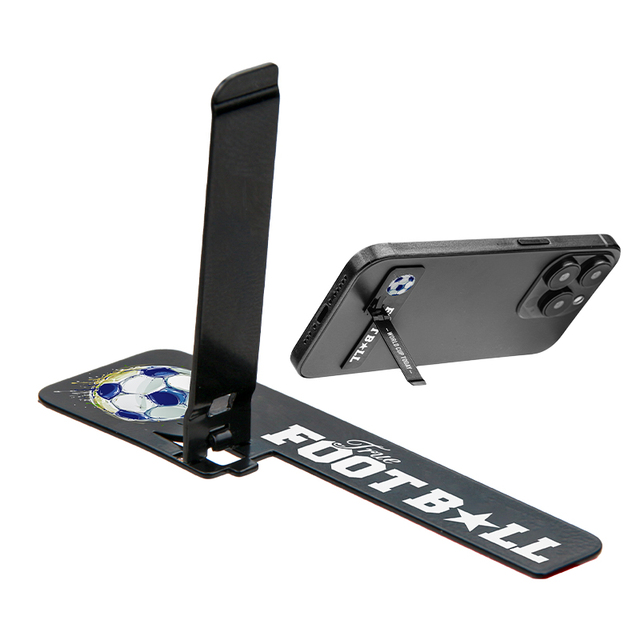 Custom Logo Universal Portable Ultra-thin Stainless Steel Glue Backing Folding Cell Phone Stand Durable Mini Phone Holder Home