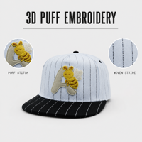 Casquette Snapback Sportive Tendance 100% Coton Personnalisée, Vente en Gros, Broderie 3D Logo Abeille, Chapeau à Visière Plate, Fabricant