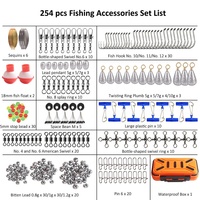 Ensemble de pêche tout-en-un de 254 pièces, kit d'accessoires de pêche imperméable avec boîte à leurres