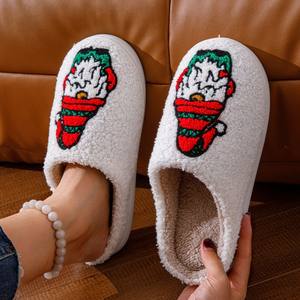 Sandales d'intérieur personnalisées en peluche douce et moelleuse, imperméables, motif citrouille d'Halloween, pour femmes, chaussures d'hiver, vente en gros - Product Image 3