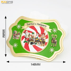 หัวเข็มขัดลายจานคริสต์มาสแบบวินเทจ ปั๊มโลโก้ตามสั่ง ชุบทอง/เงิน ดีไซน์ 2 มิติ/3 มิติ ของขวัญวันหยุดสุดฮา ทำจากโลหะผสมสังกะสี - Product Image 5