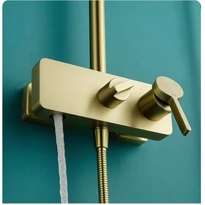 Ensemble <span class=keywords><strong>de</strong></span> rideaux <span class=keywords><strong>de</strong></span> <span class=keywords><strong>douche</strong></span> ronds en cuivre brossé et or Ensemble <span class=keywords><strong>de</strong></span> <span class=keywords><strong>douche</strong></span> moderne pour salle <span class=keywords><strong>de</strong></span> bain avec eau chaude et froide - Product Image 4