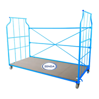 Conteneur à roulettes standard en acier, équipement logistique, chariot pliable à quatre roues, OEM, revêtement en poudre