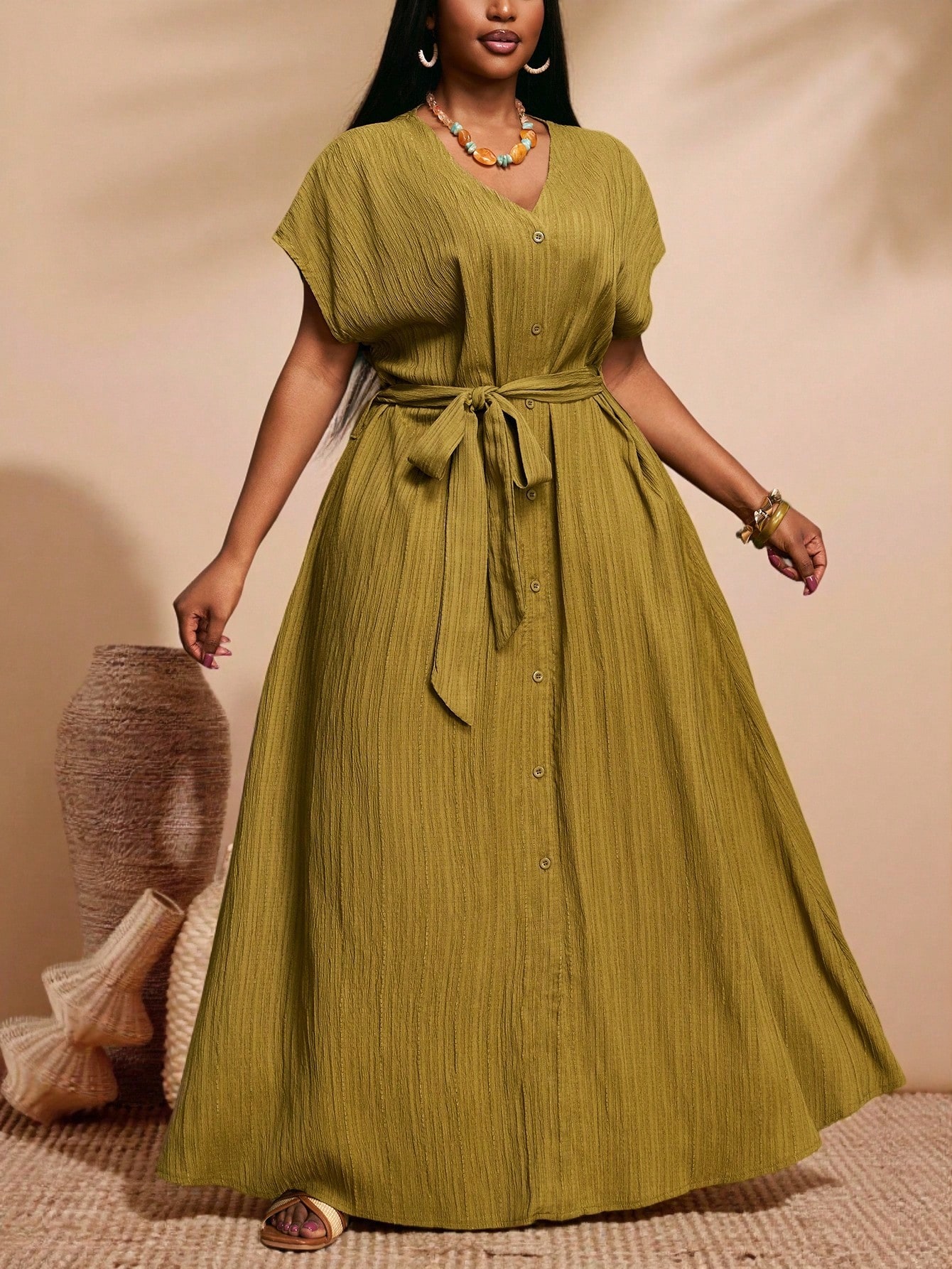 olive green maxi dress boho Boho Lace Olive Open Back Dress| ShopSkaira – SKAIRA main image 1