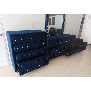 Мебель Pinzhi, лидер продаж, роскошная мебель для саней, двуспальная кровать размера «<span class=keywords><strong>King</strong></span>-Size», голубая бархатная кровать для гостиничных спальных наборов - Product Image 3