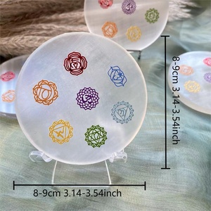 Precio de fábrica 8-9cm Placa de carga de selenita transparente Natural/disco cristal Chakra purificar energía curativa decoración del hogar - Product Image 3