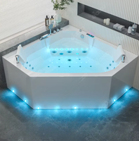 Baignoire de massage à remous autoportante en acrylique de luxe, 1,5 m, en forme de triangle, pour hôtel